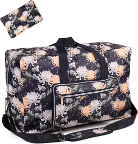 22" Foldable Large Travel Duffel Duffle Bag Sports Gym Tote Bag For Women Overnight Carryon Weekend Bag Shoulder Bag Water Resistant