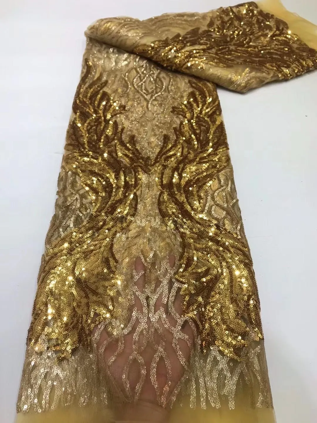 5 YARDS / 10 COLORS / Audrey Two tone Sequin Beaded Embroidery Tulle Mesh Lace Party Prom Bridal Dress Fabric