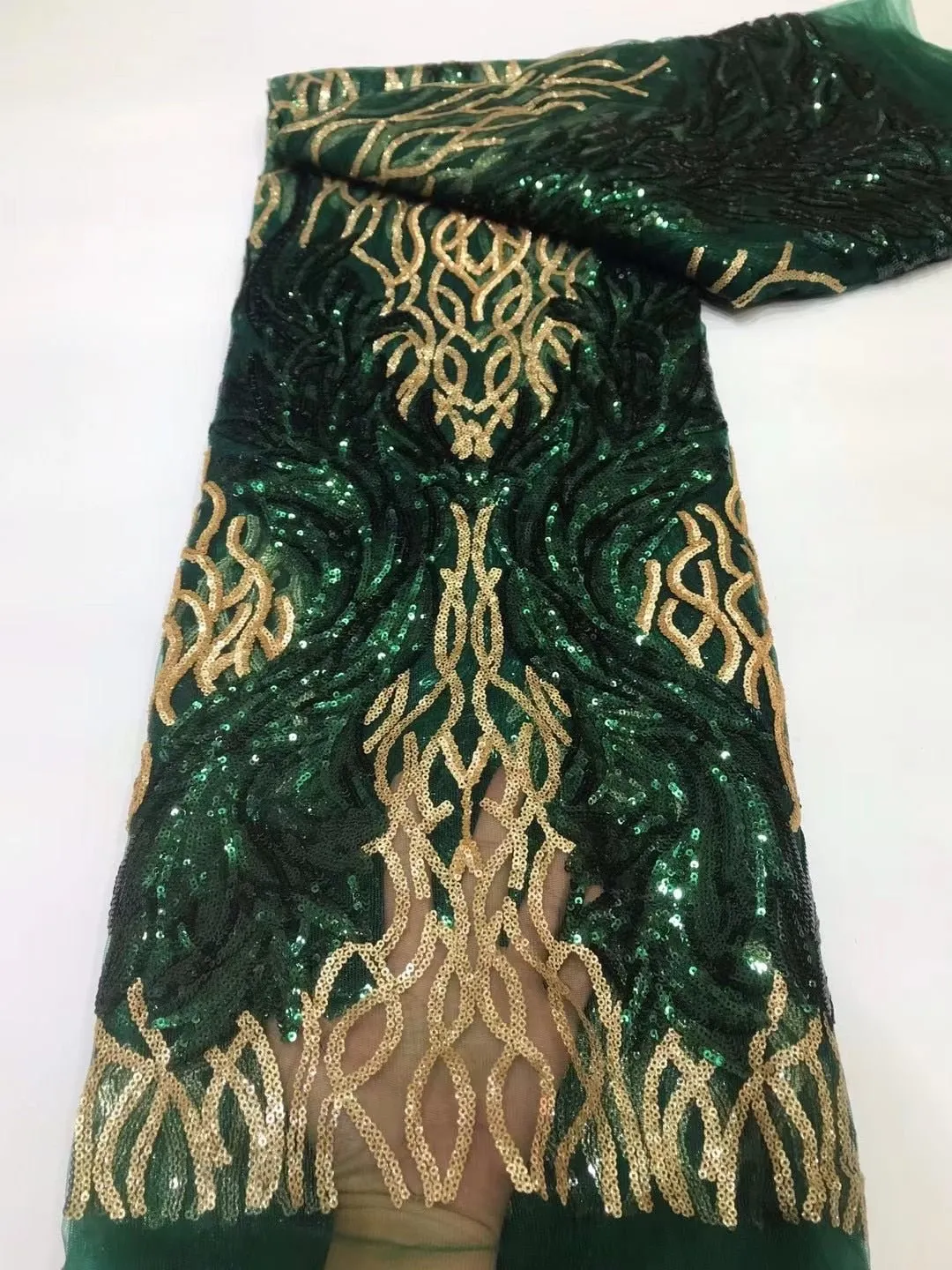 5 YARDS / 10 COLORS / Audrey Two tone Sequin Beaded Embroidery Tulle Mesh Lace Party Prom Bridal Dress Fabric