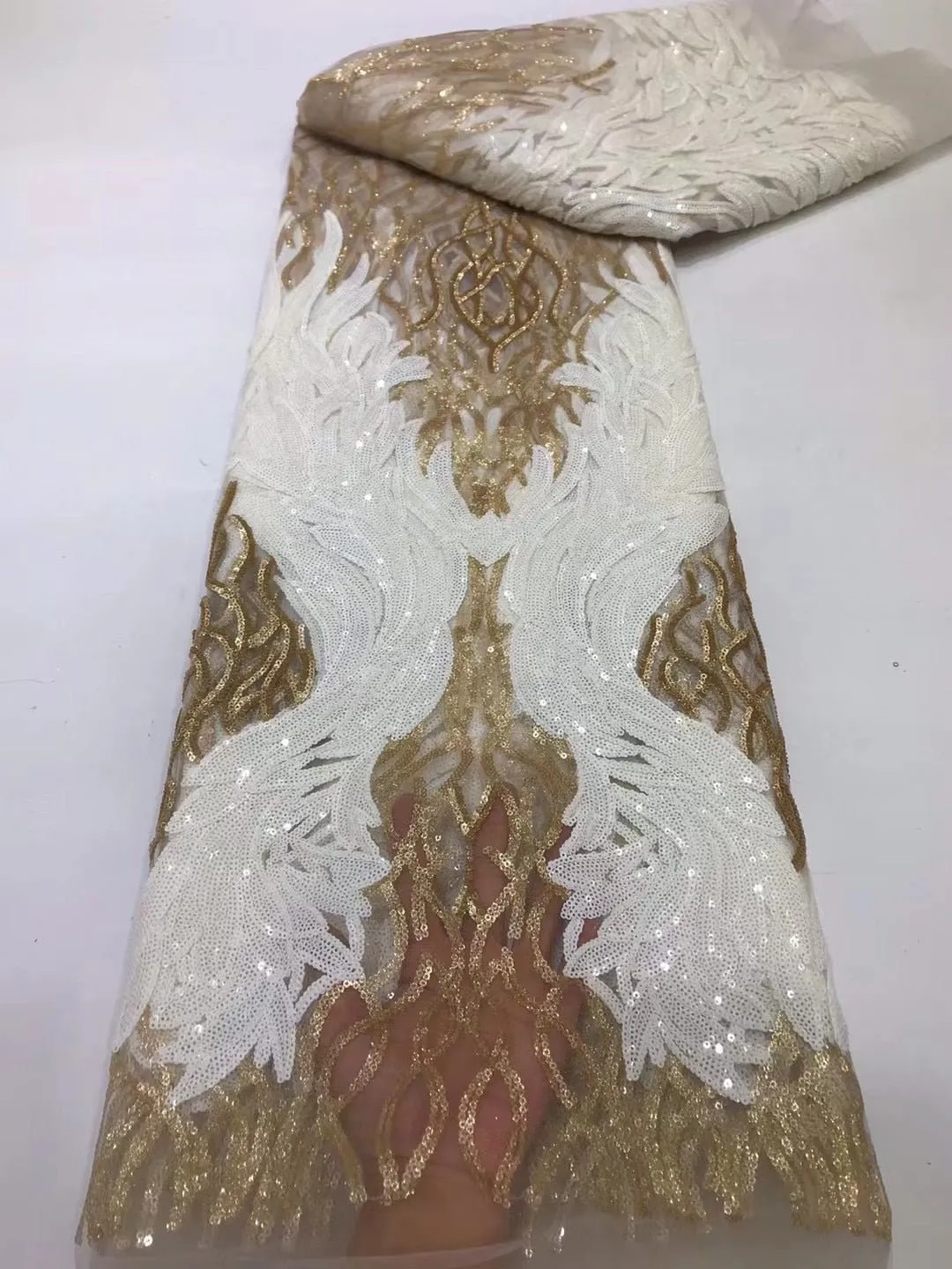 5 YARDS / 10 COLORS / Audrey Two tone Sequin Beaded Embroidery Tulle Mesh Lace Party Prom Bridal Dress Fabric