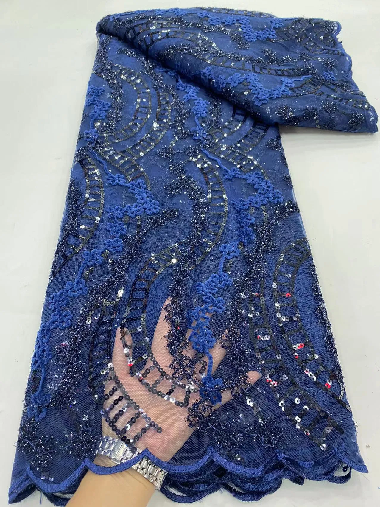 5 YARDS / 10 COLORS / Paul Sequin Beaded Embroidery Glitter Mesh Sparkly Lace Wedding Party Dress Fabric