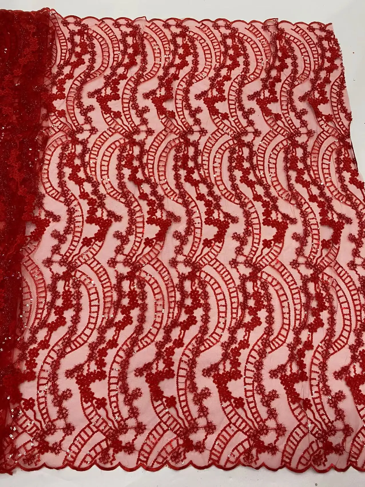 5 YARDS / 10 COLORS / Paul Sequin Beaded Embroidery Glitter Mesh Sparkly Lace Wedding Party Dress Fabric