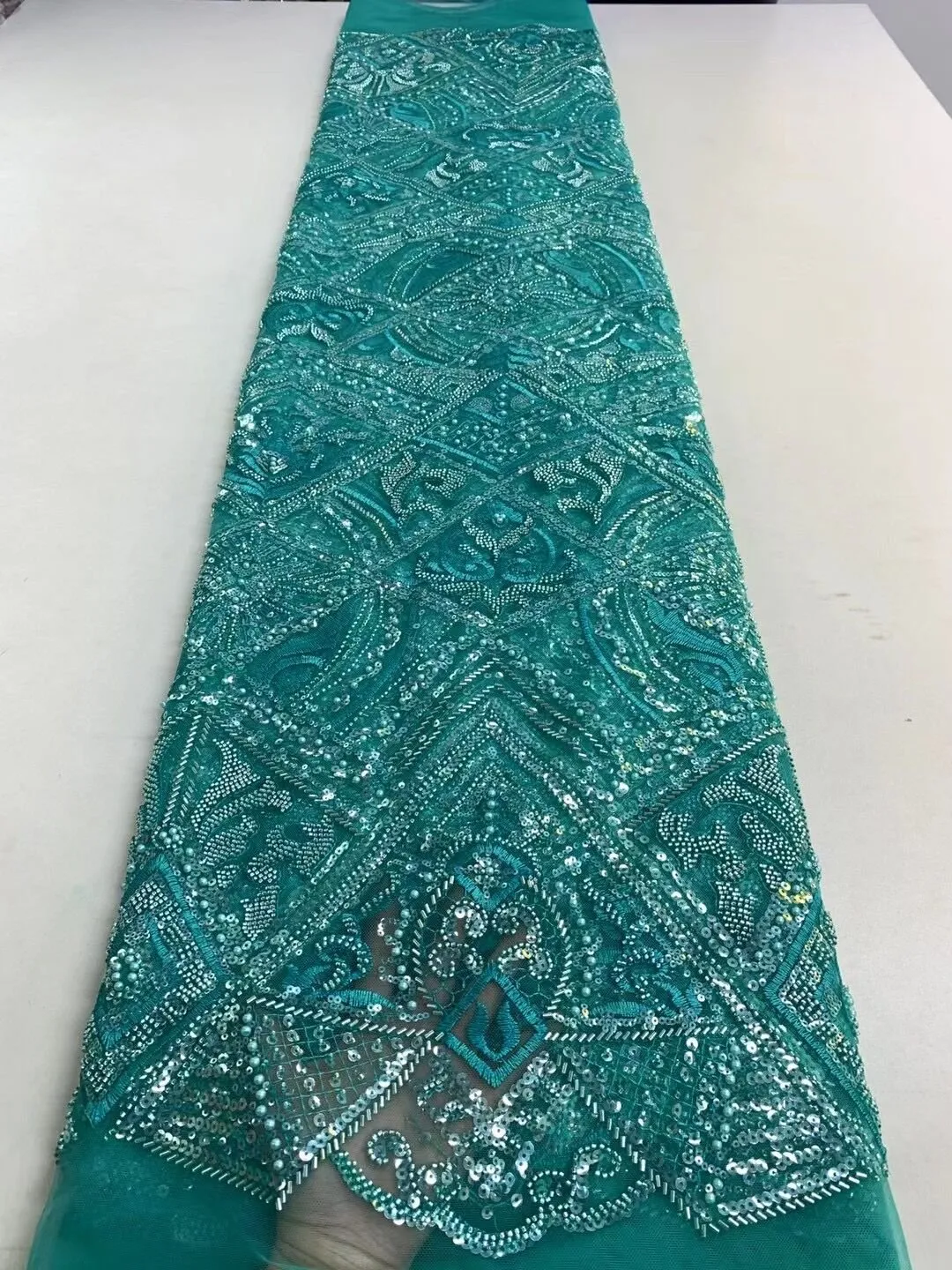 5 YARDS / 14 COLORS / Savannah Large Tone on Tone Sequin Beaded Embroidery Tulle Mesh Lace Party Prom Bridal Dress Fabric