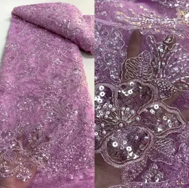 5 YARDS / 14 COLORS / Savannah Large Tone on Tone Sequin Beaded Embroidery Tulle Mesh Lace Party Prom Bridal Dress Fabric