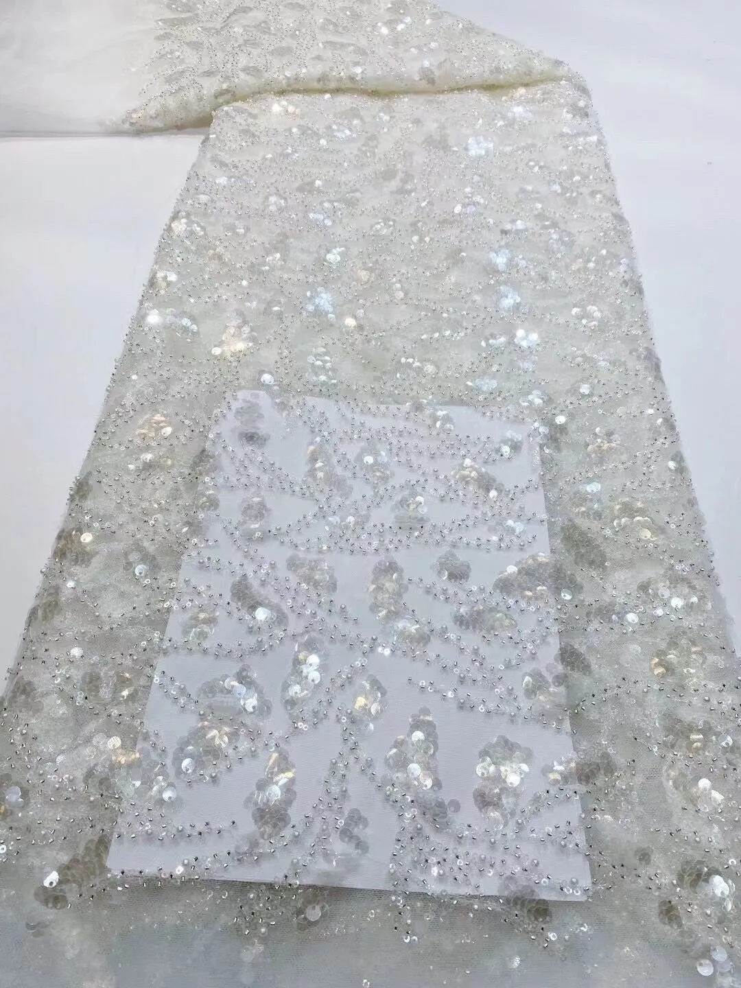 5 YARDS / 20 COLORS / Éden Beaded Embroidery Glitter Mesh Lace  Party Prom Bridal Dress Fabric