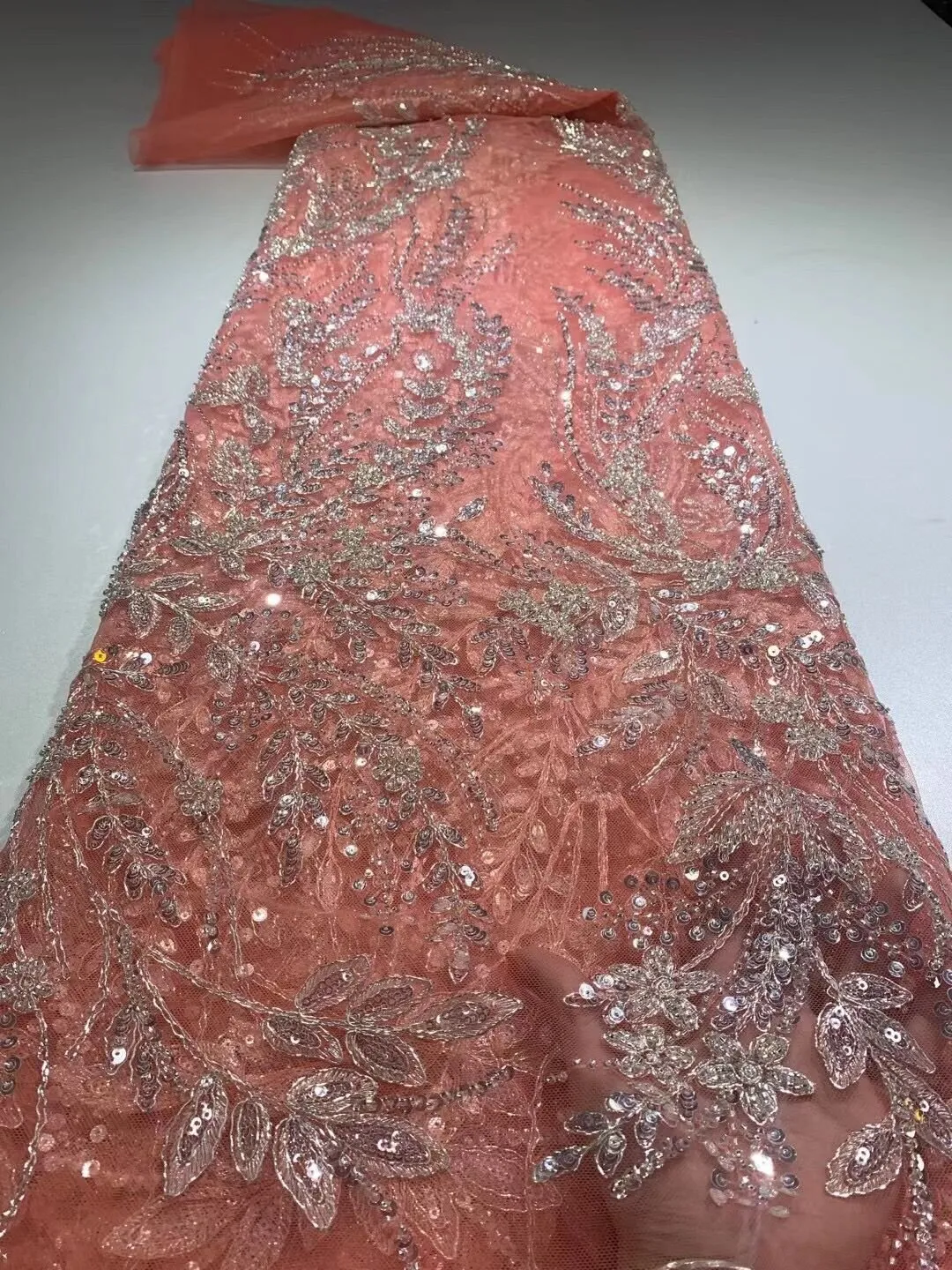 5 YARDS / 20 COLORS / Éden Beaded Embroidery Glitter Mesh Lace  Party Prom Bridal Dress Fabric