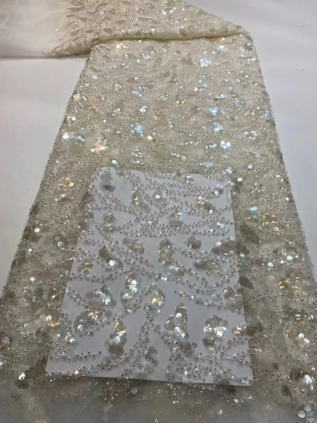 5 YARDS / 20 COLORS / Éden Beaded Embroidery Glitter Mesh Lace  Party Prom Bridal Dress Fabric