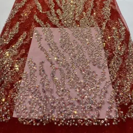 5 YARDS / 22 COLORS / Natalia Floral Beaded Embroidery Glitter Mesh Lace  Party Prom Bridal Dress Fabric