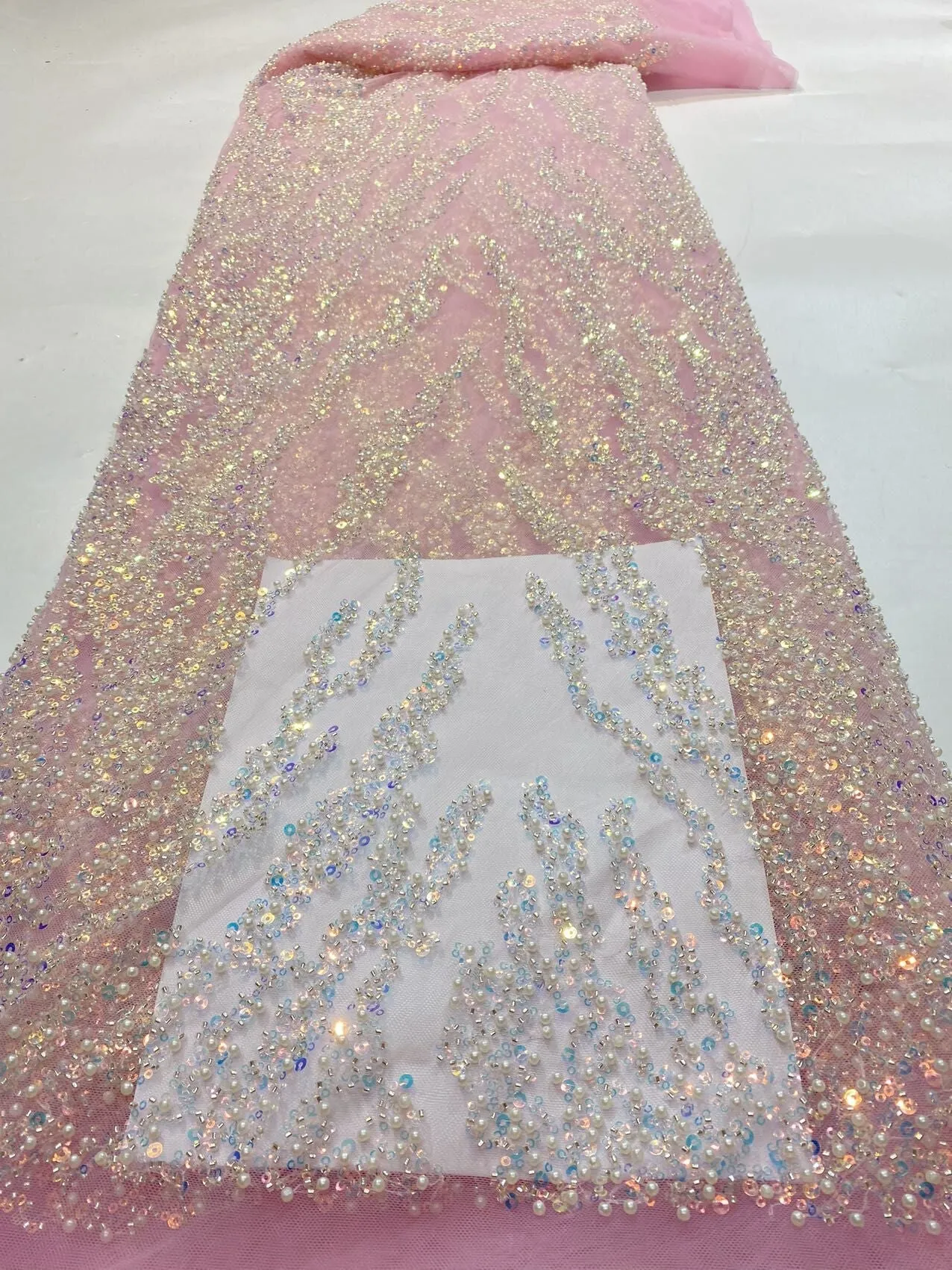 5 YARDS / 22 COLORS / Natalia Floral Beaded Embroidery Glitter Mesh Lace  Party Prom Bridal Dress Fabric