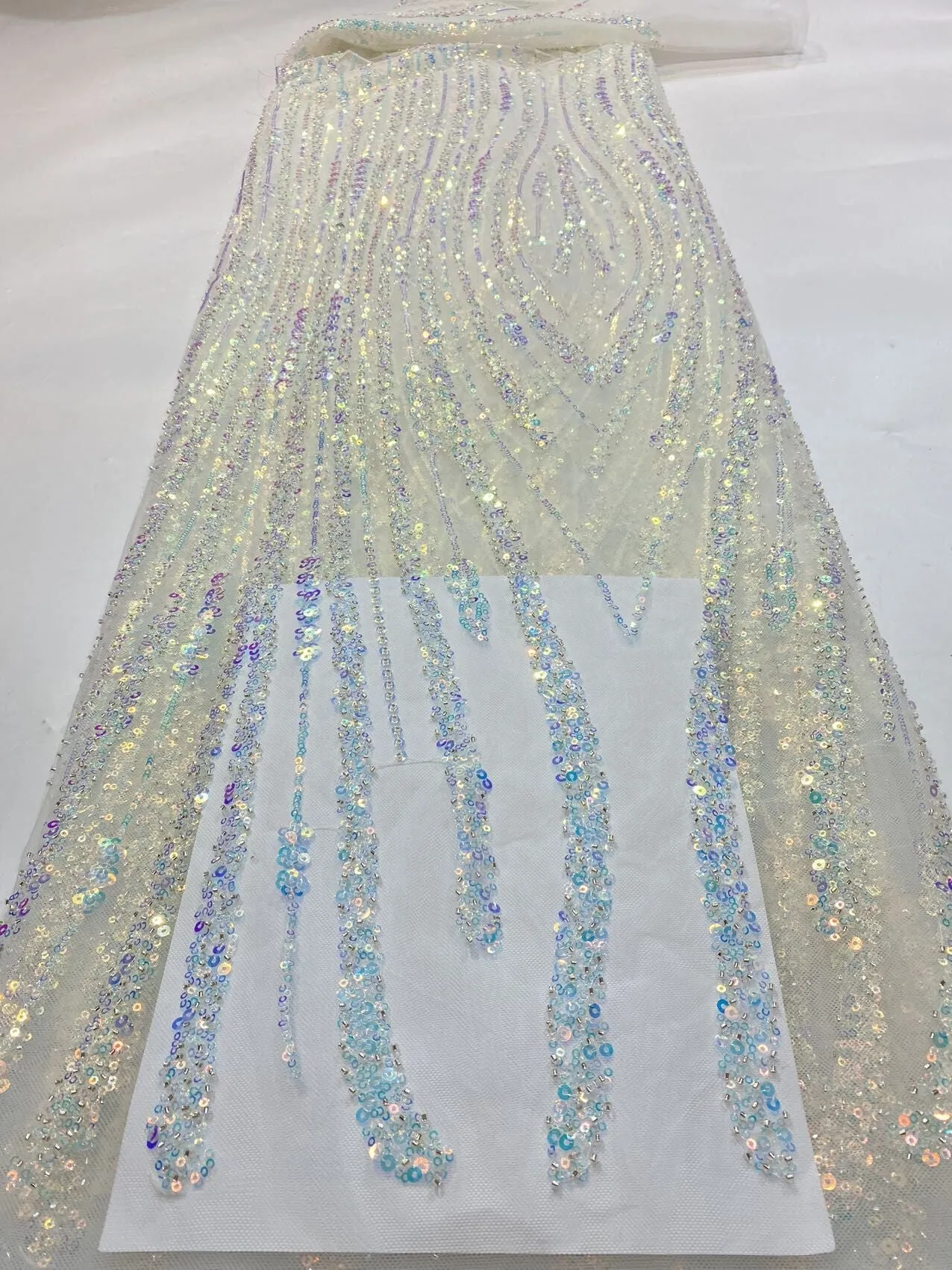 5 YARDS / 22 COLORS / Natalia Floral Beaded Embroidery Glitter Mesh Lace  Party Prom Bridal Dress Fabric