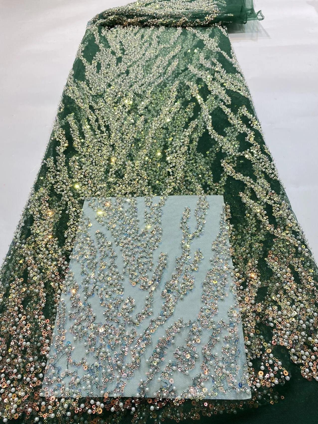 5 YARDS / 22 COLORS / Natalia Floral Beaded Embroidery Glitter Mesh Lace  Party Prom Bridal Dress Fabric