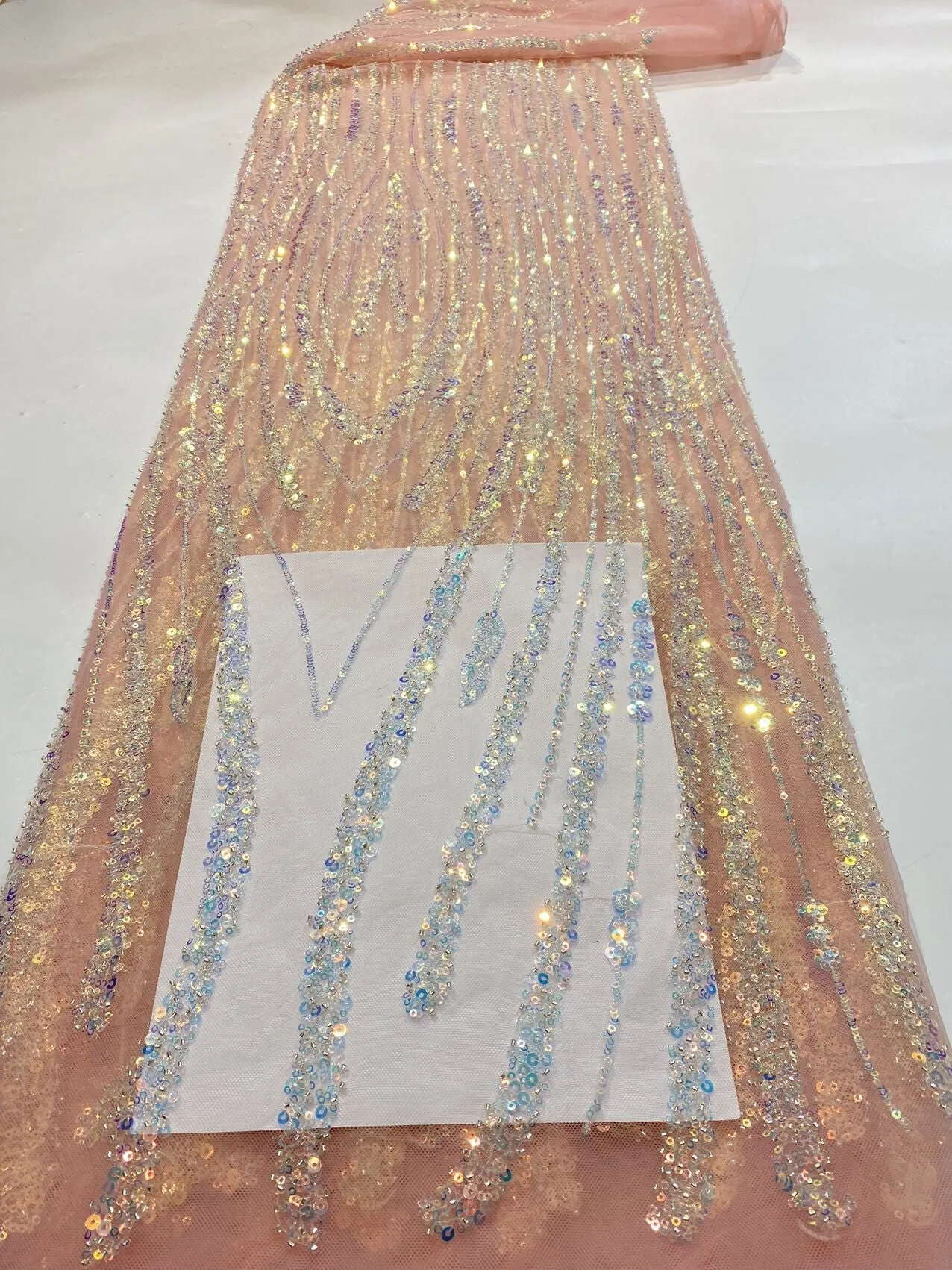 5 YARDS / 22 COLORS / Natalia Floral Beaded Embroidery Glitter Mesh Lace  Party Prom Bridal Dress Fabric