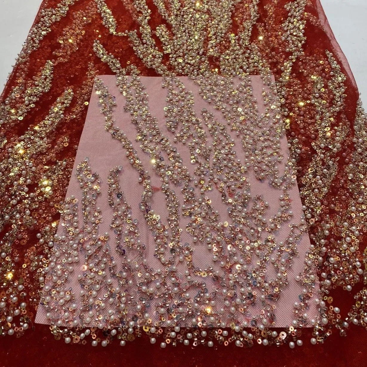 5 YARDS / 22 COLORS / Natalia Floral Beaded Embroidery Glitter Mesh Lace  Party Prom Bridal Dress Fabric