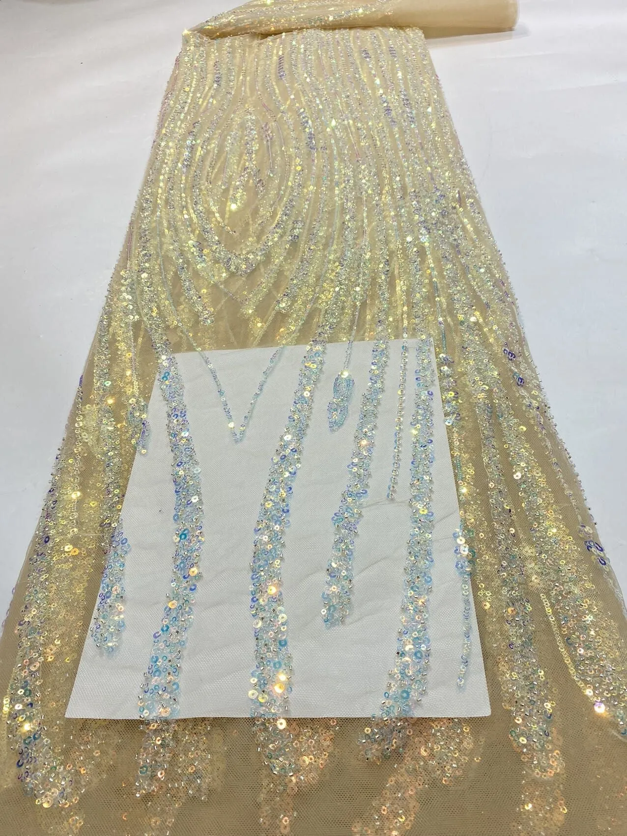 5 YARDS / 22 COLORS / Natalia Floral Beaded Embroidery Glitter Mesh Lace  Party Prom Bridal Dress Fabric