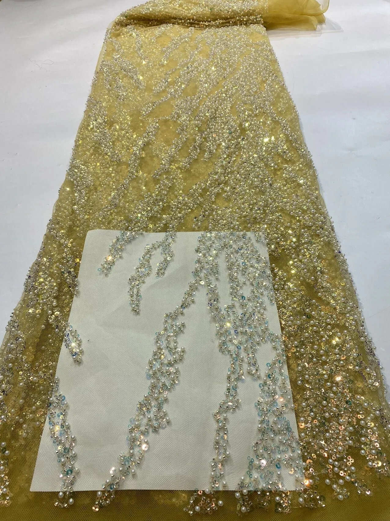 5 YARDS / 22 COLORS / Natalia Floral Beaded Embroidery Glitter Mesh Lace  Party Prom Bridal Dress Fabric
