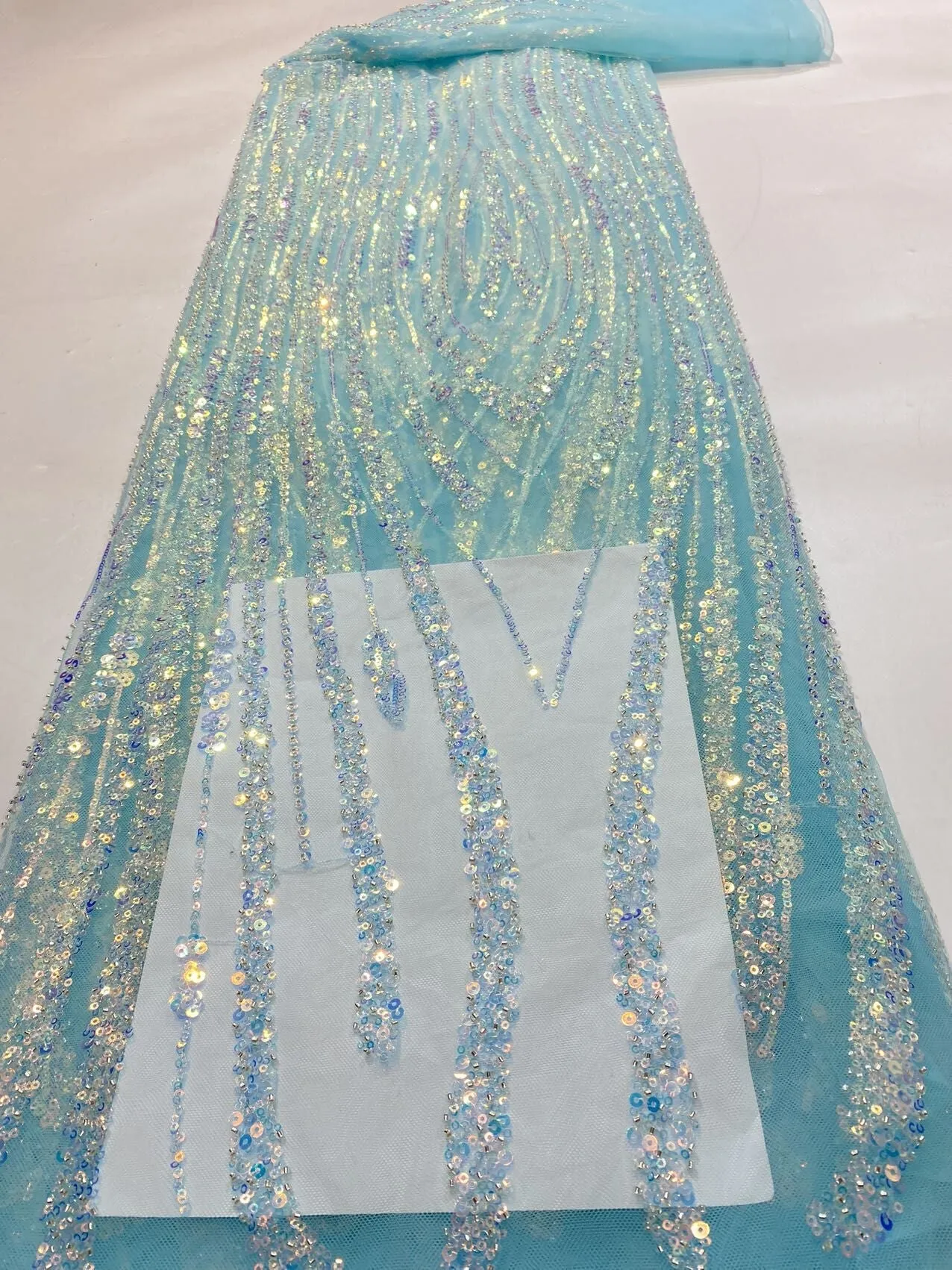 5 YARDS / 22 COLORS / Natalia Floral Beaded Embroidery Glitter Mesh Lace  Party Prom Bridal Dress Fabric