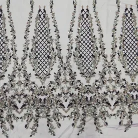 5 YARDS / 6 COLORS / Floral Beaded Embroidery Glitter Mesh Lace  Party Prom Bridal Dress Fabric