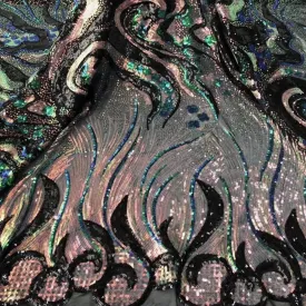 5 YARDS / 6 COLORS / Linoa Iridescent Glitter Sequin Embroidery Tulle Mesh LaceParty Prom Bridal Dress Fabric