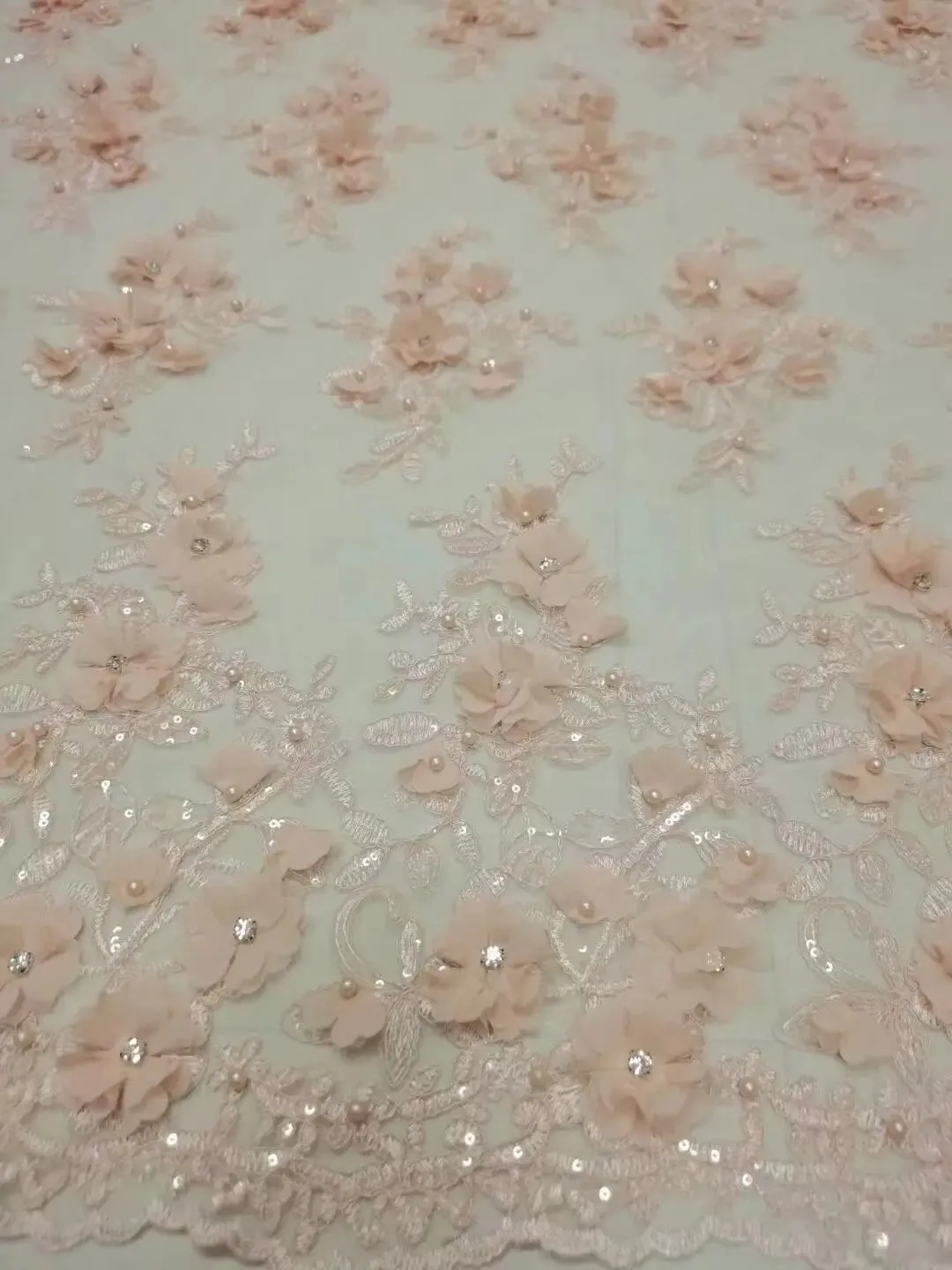 5 YARDS / 9 COLORS / Damoela Floral Sequin Beaded Embroidery Tulle Mesh Lace Dress Fabric