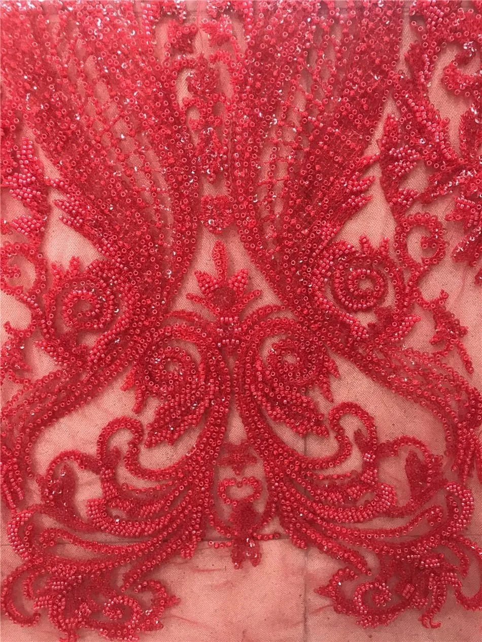 5 YARDS / Asmaa Luxurious Beaded Embroidery Glitter Mesh Lace  Party Prom Bridal Dress Fabric