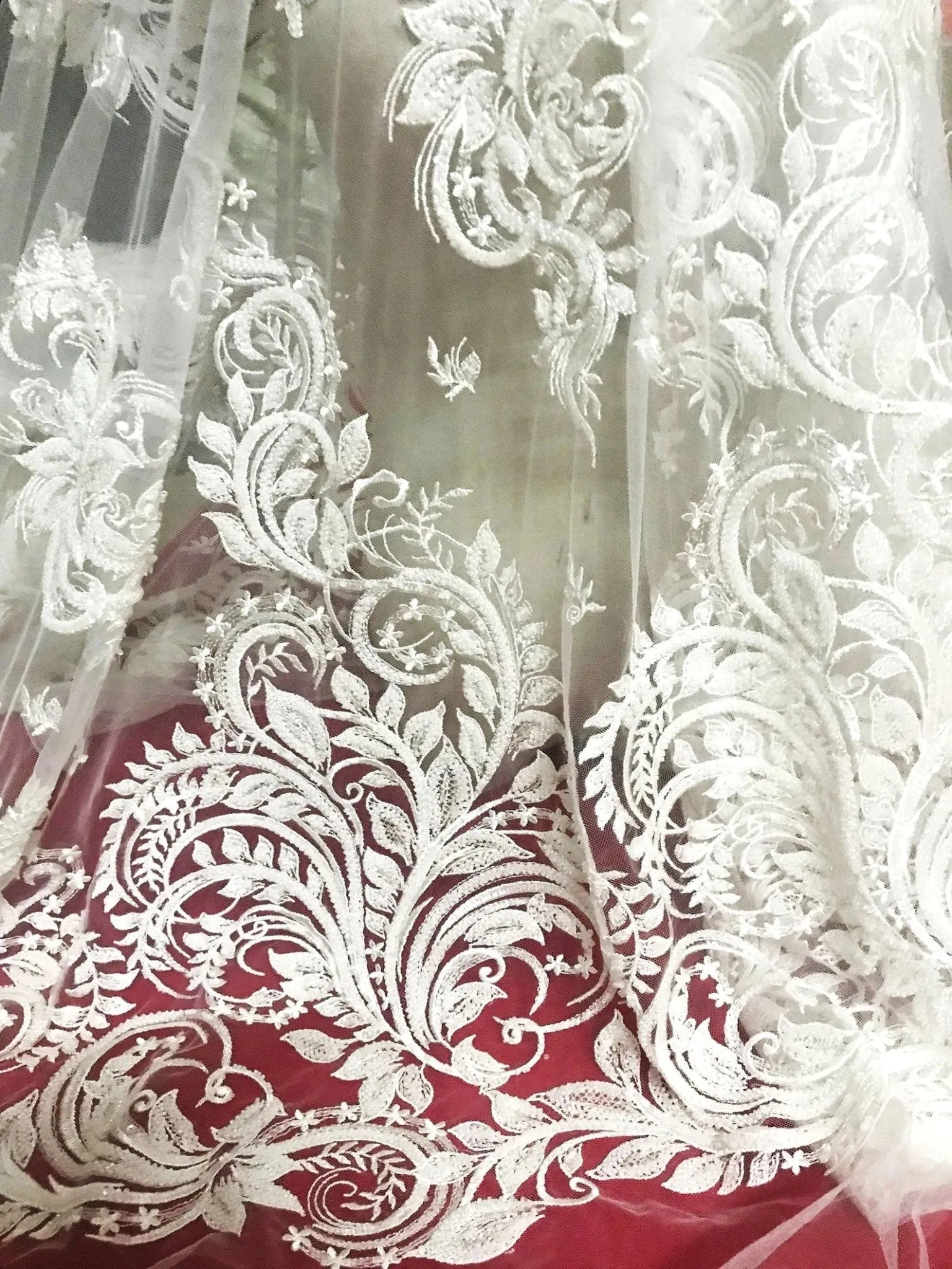 5 YARDS / Palladino Beaded Sequin Embroidery Mesh Tulle Lace / Wedding Party Prom Bridal Dress Fabric