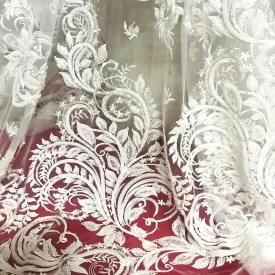 5 YARDS / Palladino Beaded Sequin Embroidery Mesh Tulle Lace / Wedding Party Prom Bridal Dress Fabric