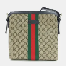 Beige Canvas GG Supreme Web Messenger Bag