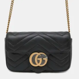 Black Leather Super Mini GG Marmont Shoulder Bag