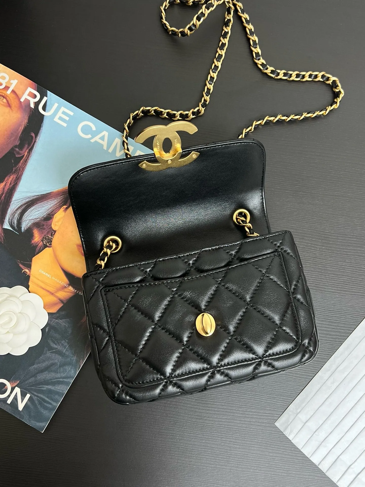 CC1018 Mini Flap Bag / HIGHEST QUALITY VERSION / 5.3 × 7.4 × 2.7 in
