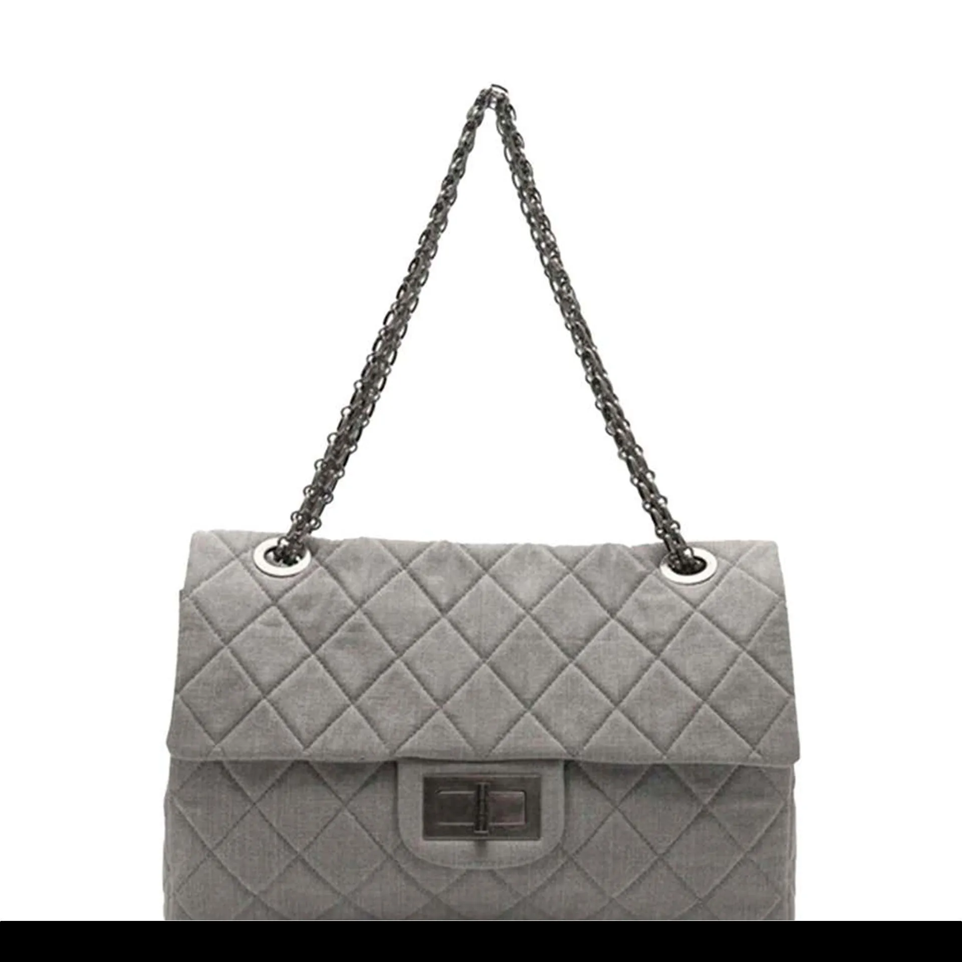 Chanel 2.55 Reissue XXL Grey Denim Airlines Flap Travel Maxi Quilted Maxi Shoulder Bag