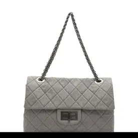 Chanel 2.55 Reissue XXL Grey Denim Airlines Flap Travel Maxi Quilted Maxi Shoulder Bag