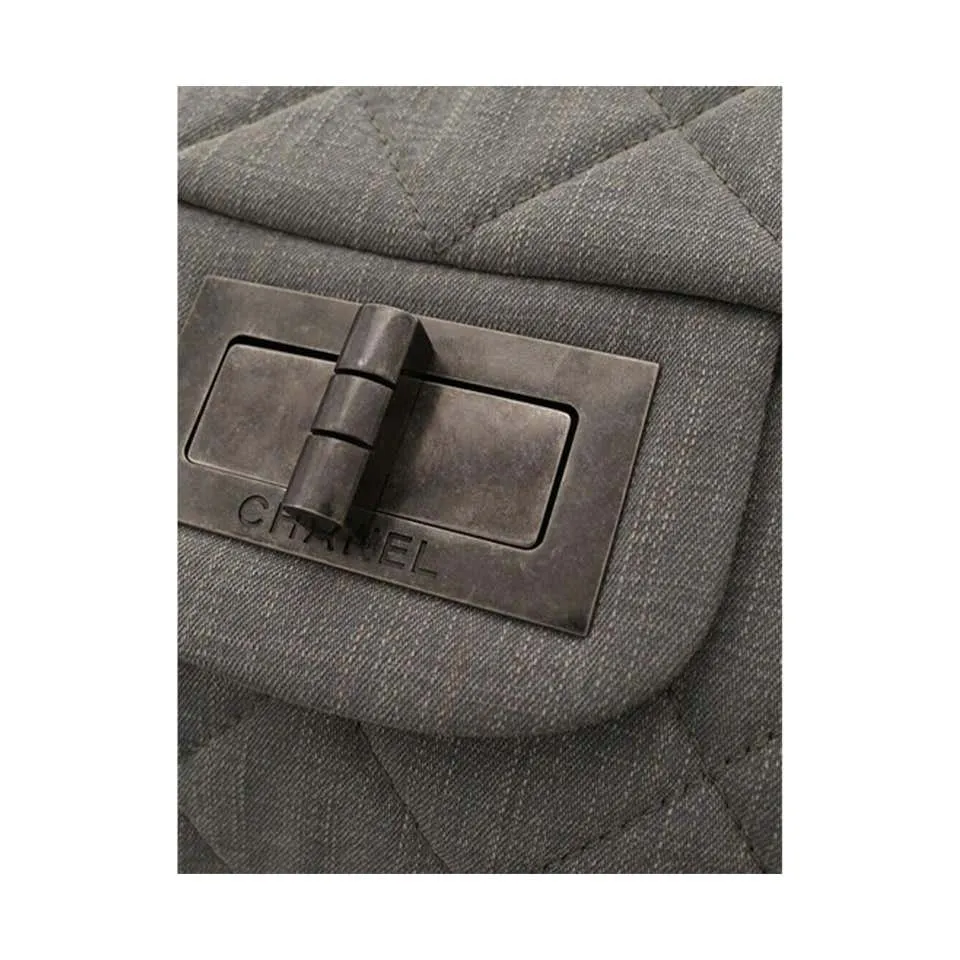 Chanel 2.55 Reissue XXL Grey Denim Airlines Flap Travel Maxi Quilted Maxi Shoulder Bag