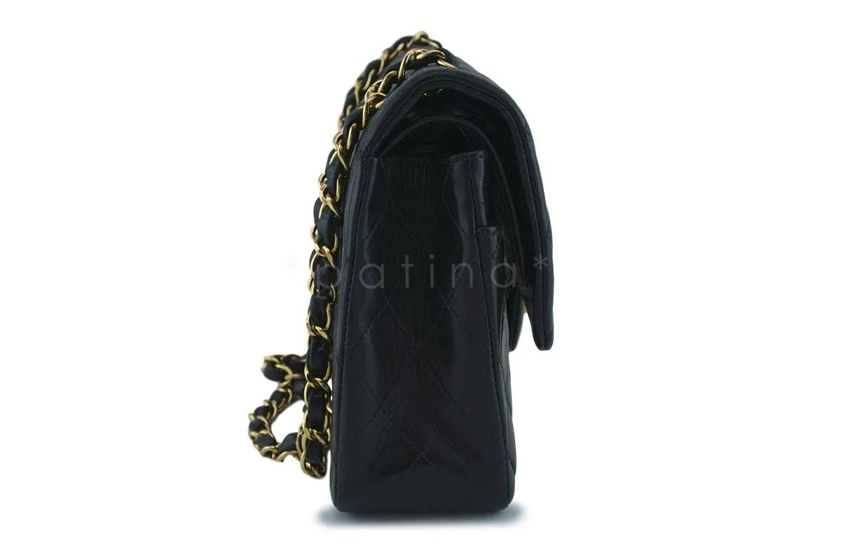 Chanel Black Lambskin Medium Classic 2.55 Double Flap Bag 18k Gold Plated