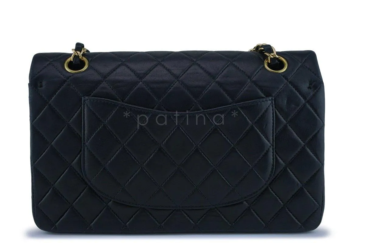 Chanel Black Lambskin Medium Classic 2.55 Double Flap Bag 18k Gold Plated