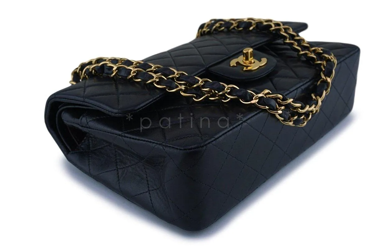 Chanel Black Lambskin Medium Classic 2.55 Double Flap Bag 18k Gold Plated