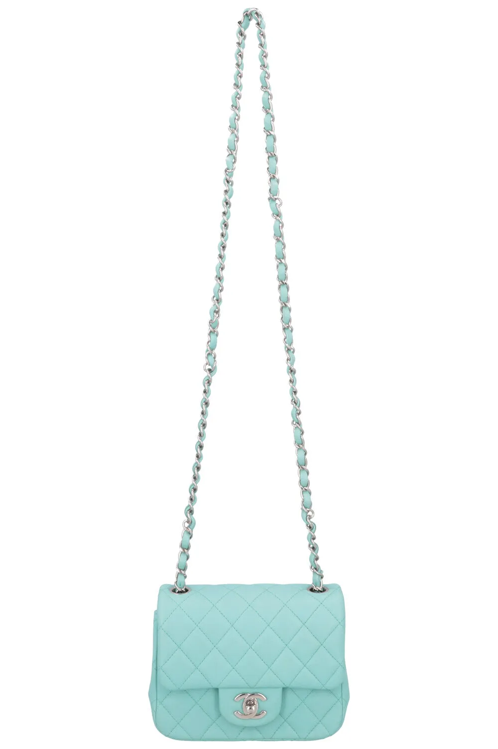 CHANEL Mini Square Crossbody Bag Blue