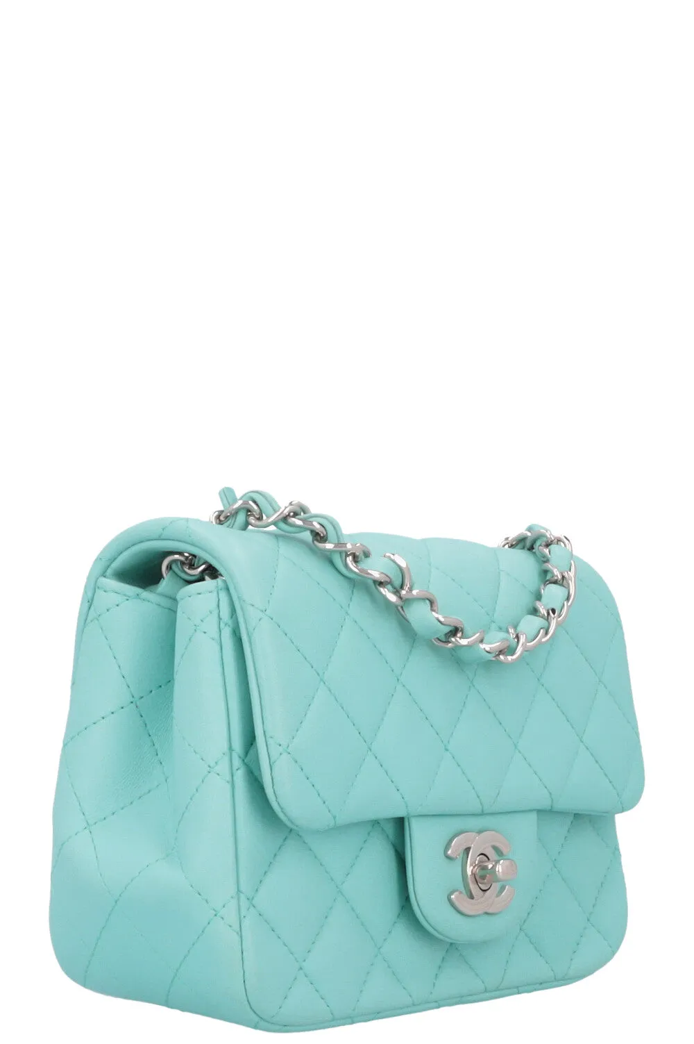 CHANEL Mini Square Crossbody Bag Blue