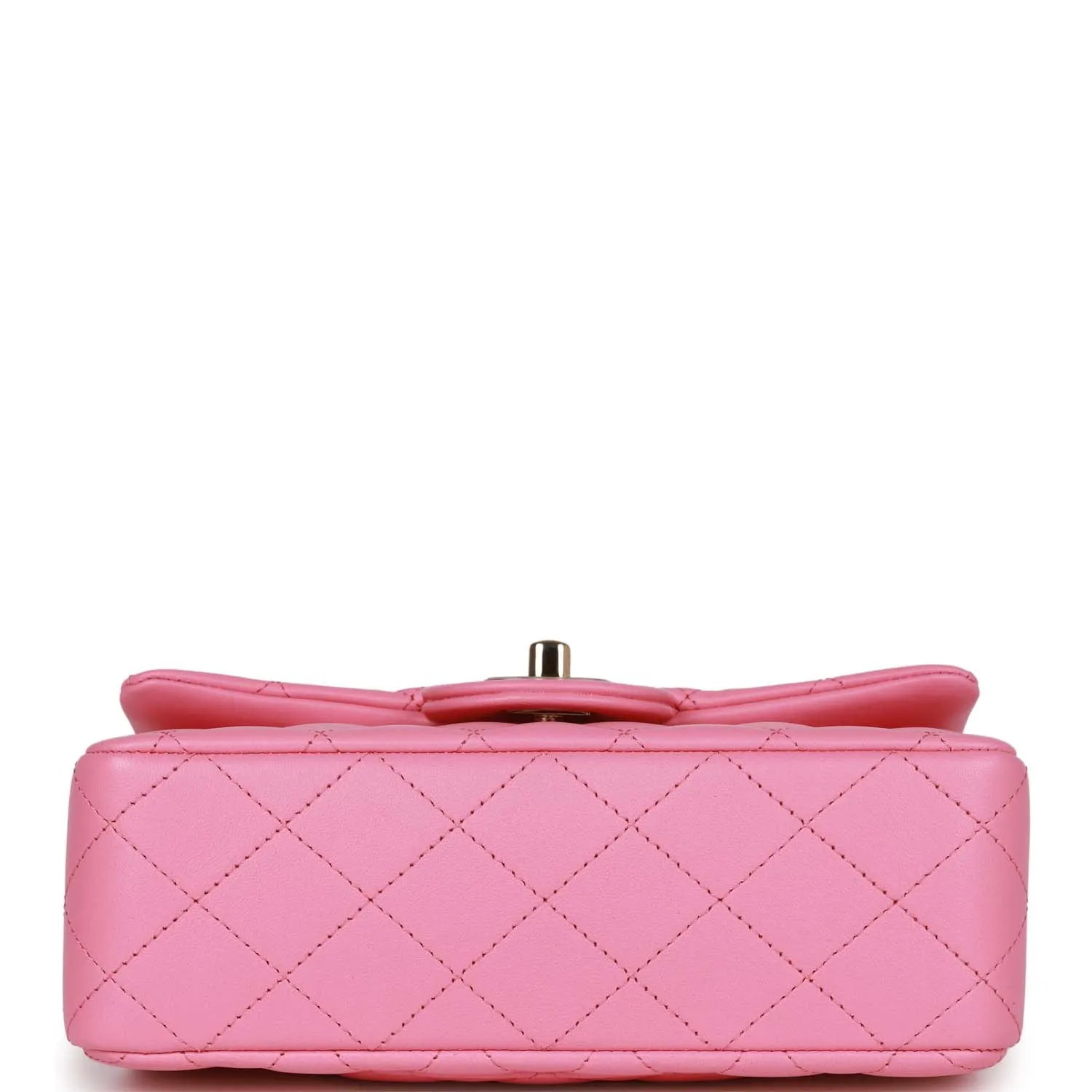 Chanel Rectangular Mini Flap Bag with Top Handle Pink Lambskin Light Gold Hardware