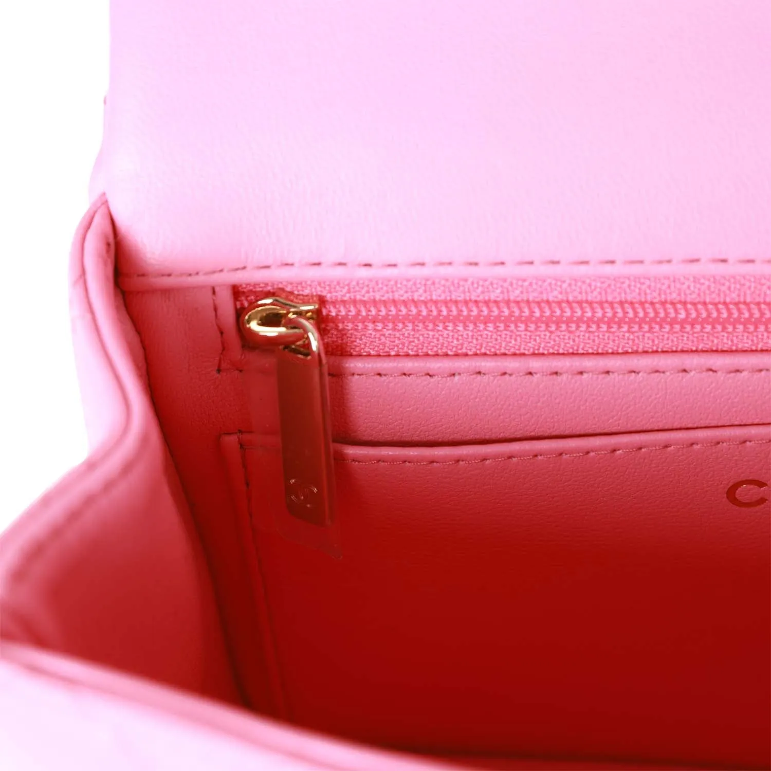Chanel Rectangular Mini Flap Bag with Top Handle Pink Lambskin Light Gold Hardware