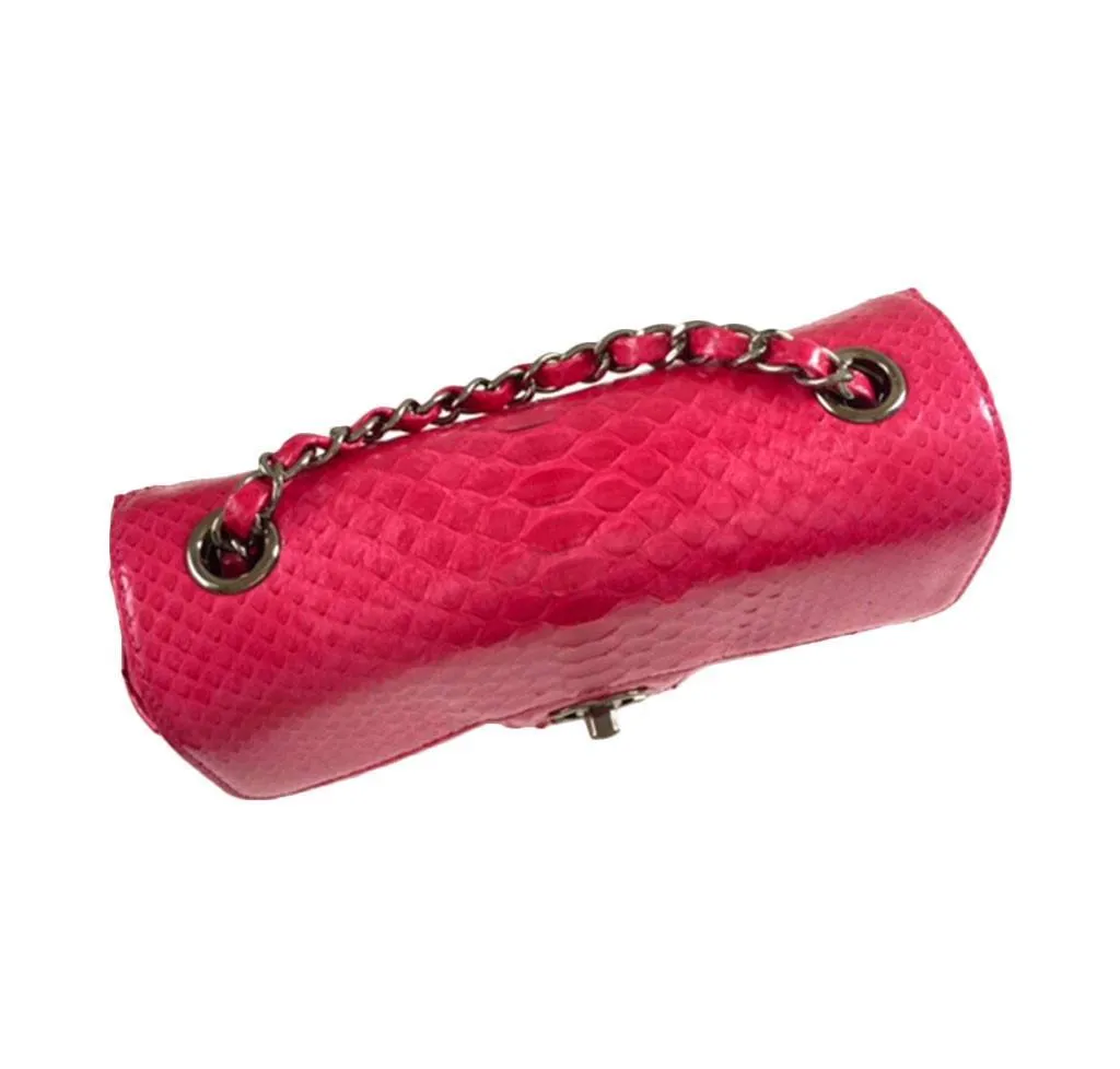 Chanel Small Classic Flap Bag Red Python