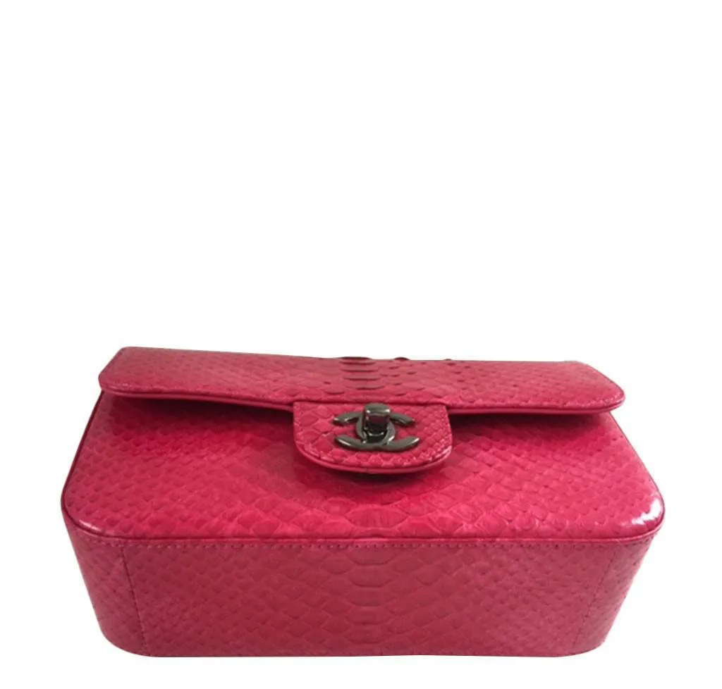 Chanel Small Classic Flap Bag Red Python