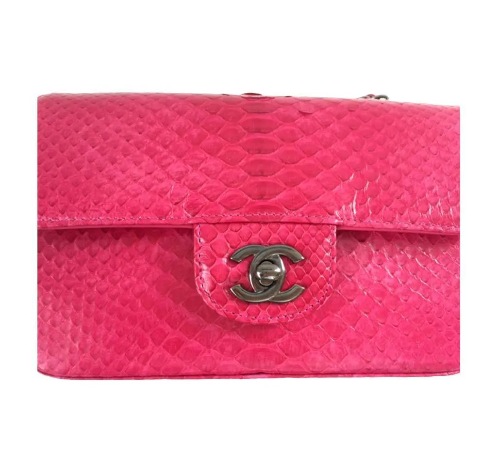 Chanel Small Classic Flap Bag Red Python