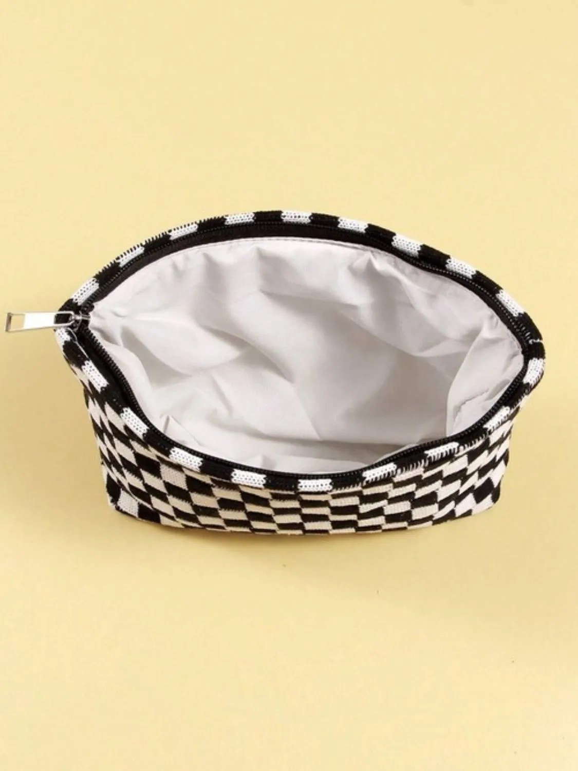 Checkered Makeup Clutch Bag