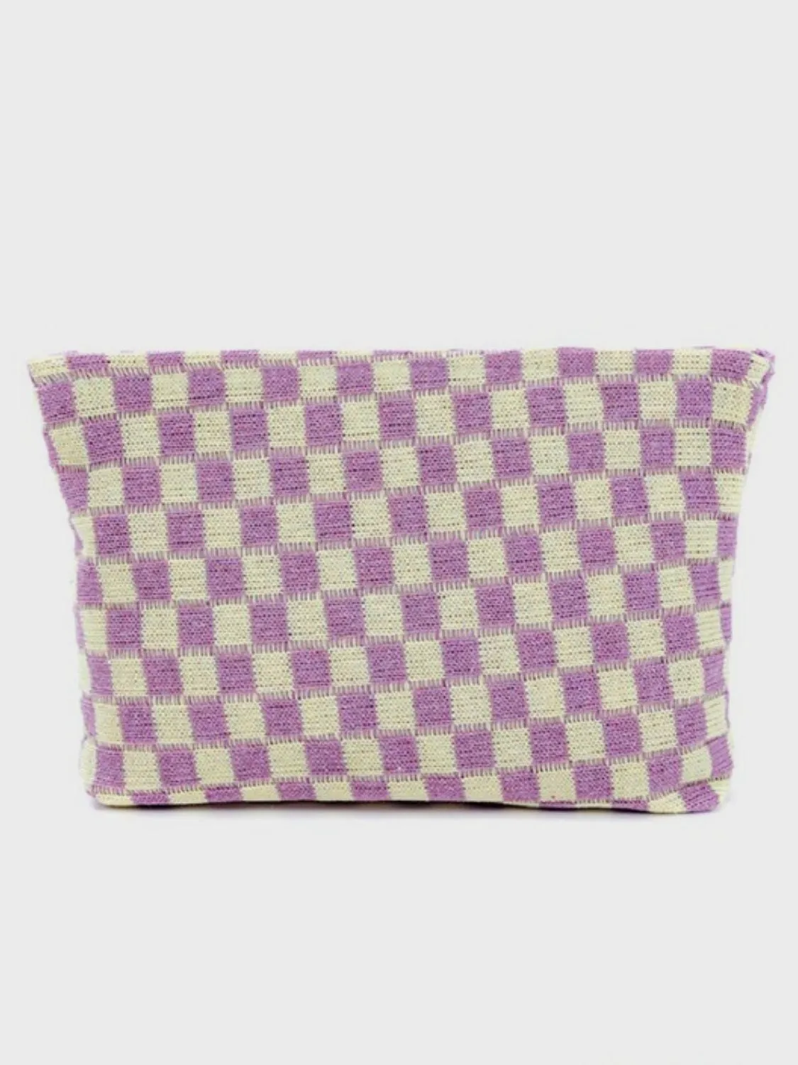 Checkered Makeup Clutch Bag