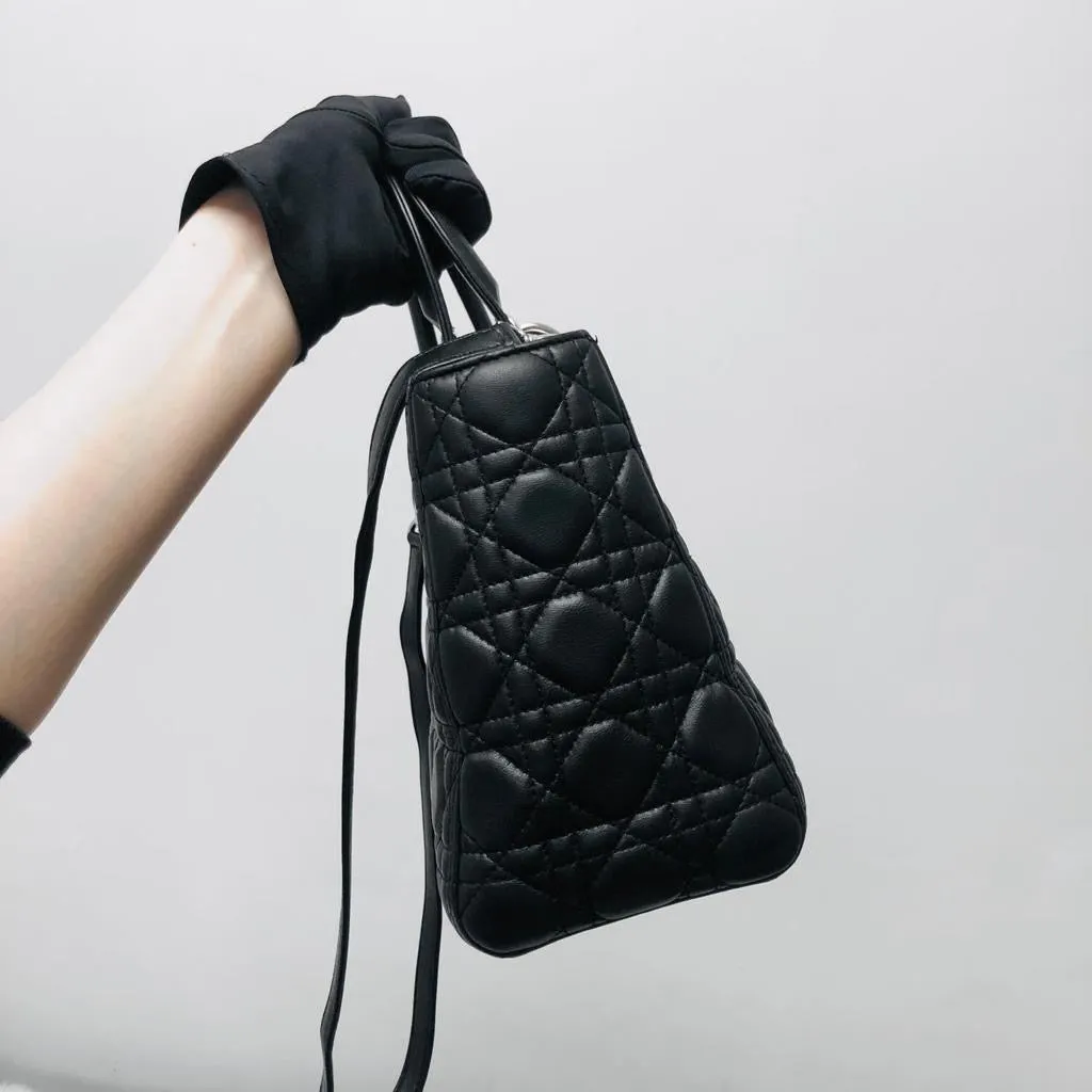 Classic Lambskin Medium Lady Dior Black SHW