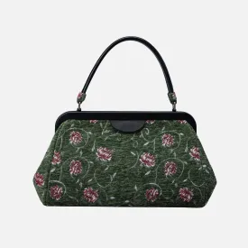 Climbing Rose Arugula Green Top Handle Purse