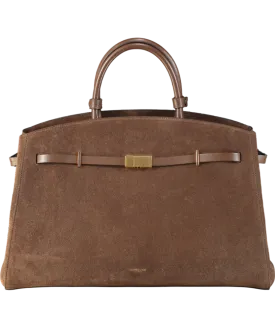 Demellier London Brown Hudson Suede Tote Bag with shoulder strap