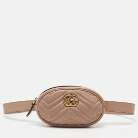 Dusty Pink Matelass&eacute; Leather GG Marmont Belt Bag