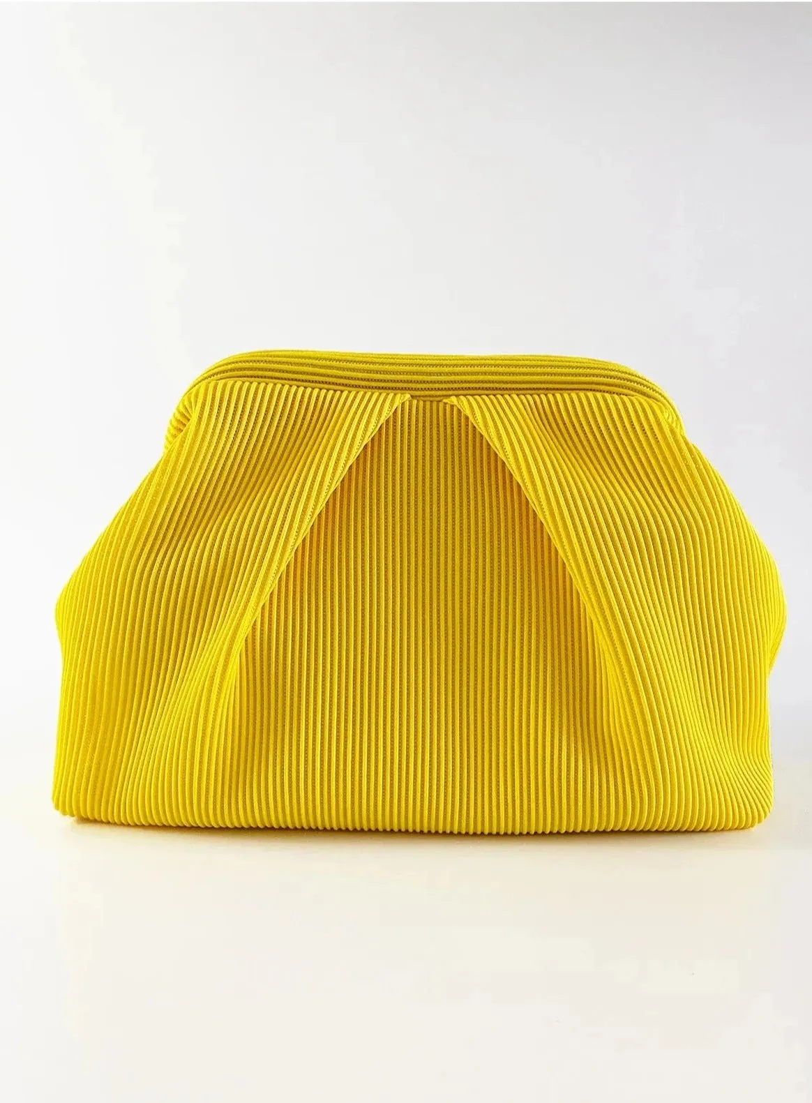 Elegant Neon Green Pleated Clutch Handbag