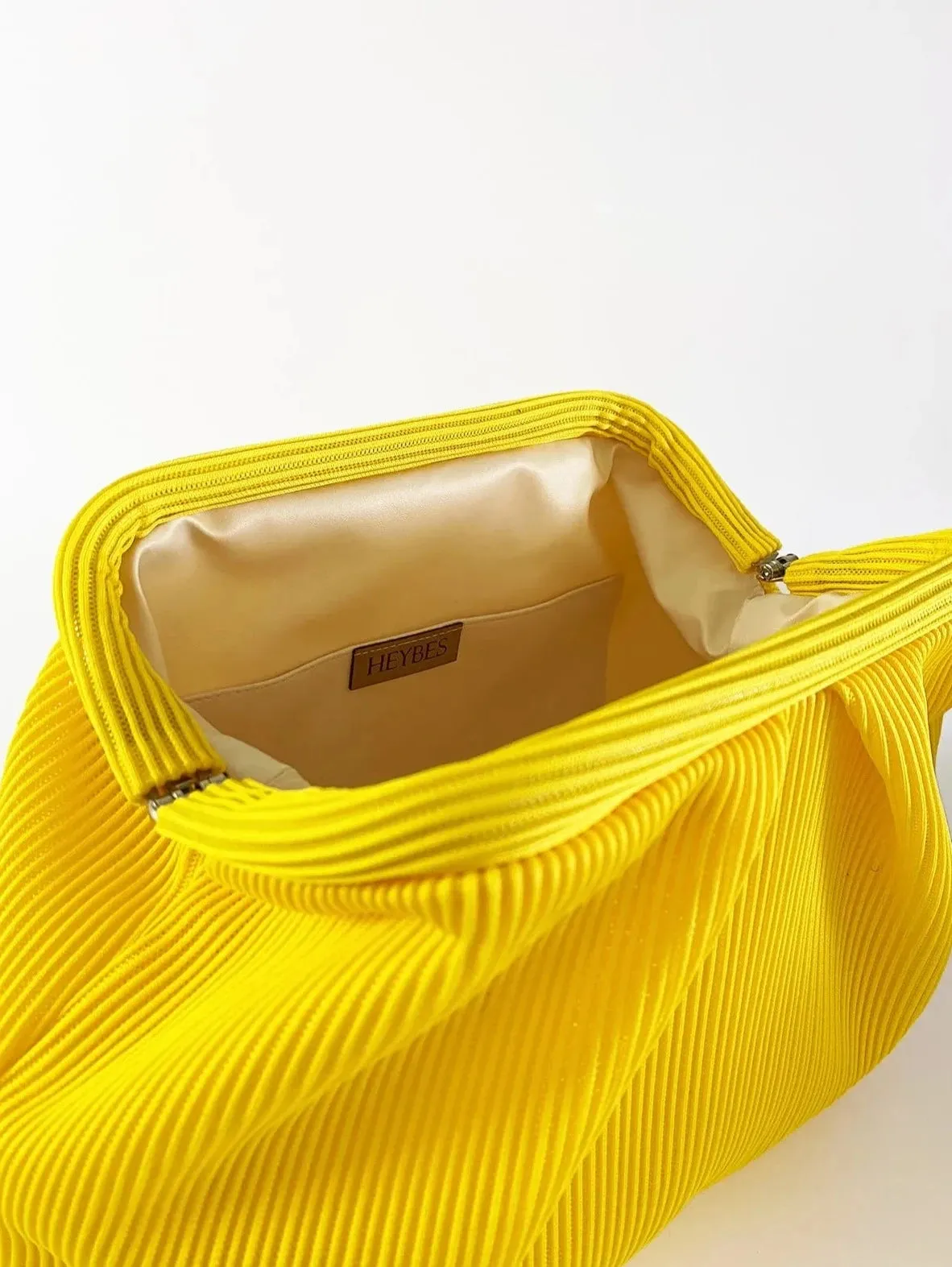 Elegant Neon Green Pleated Clutch Handbag
